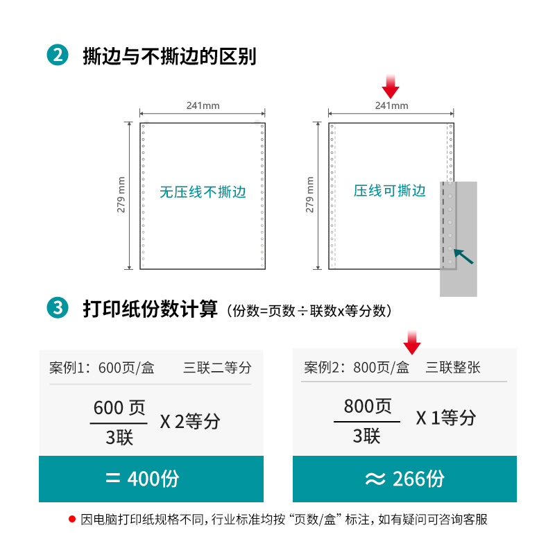 大众娱乐木尚M241-3电脑打印纸(CS彩色撕边)(800页/盒)