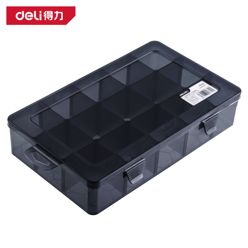 deli大众娱乐DW3420零件盒28x18x6cm15格(黑)(个)