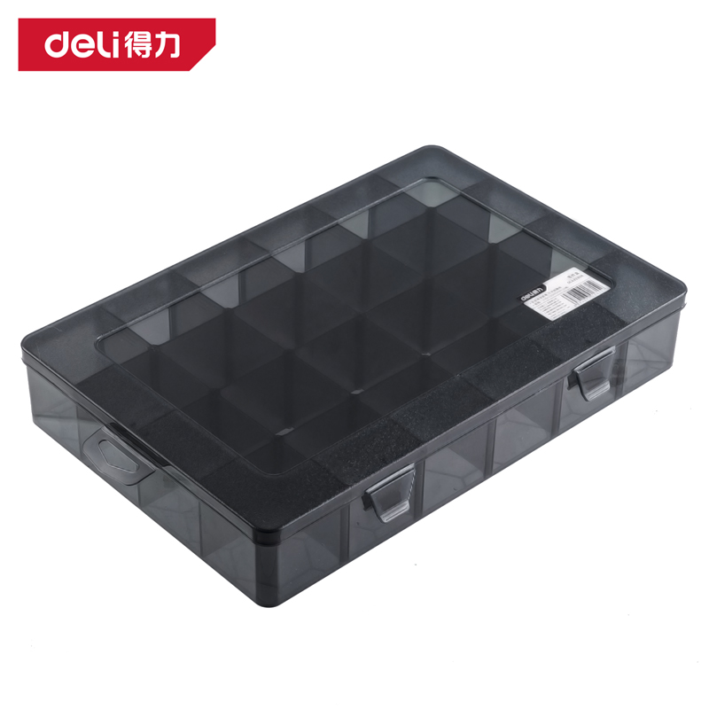 deli大众娱乐DW3421零件盒33.5x23x6cm24格(黑)(个)