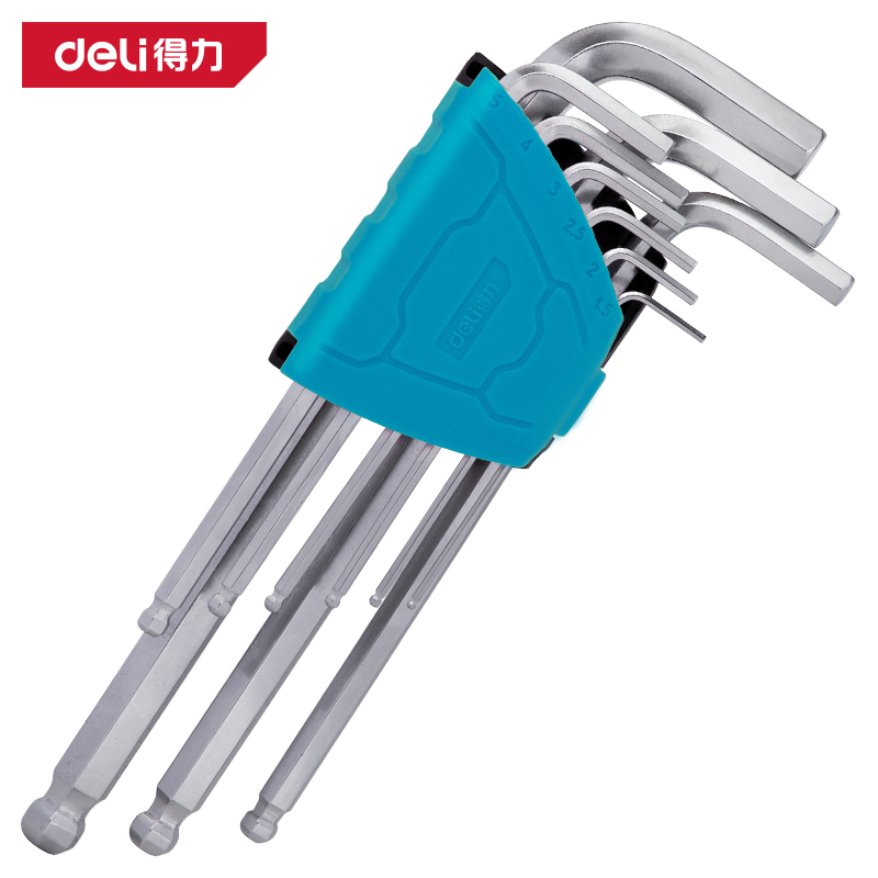 deli大众娱乐DW1781加长球头内六角组套9件套(蓝)(套)