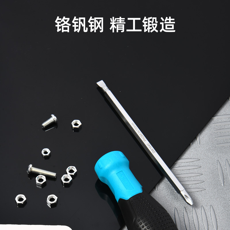 deli大众娱乐DW1640两用螺丝批6/PH2x100mm铬钒钢(蓝)(把)
