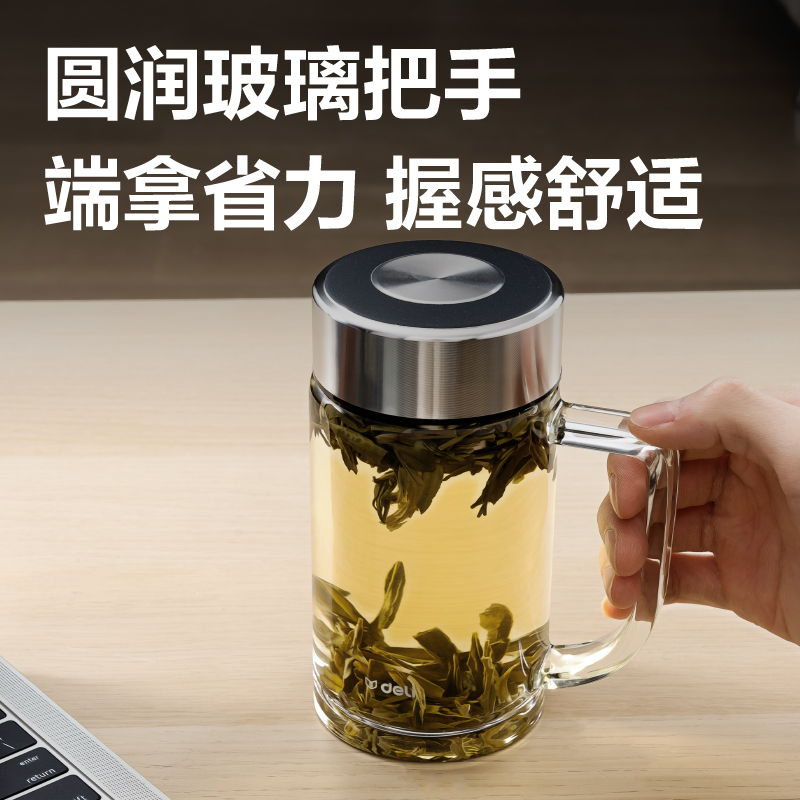 大众娱乐LL512单层玻璃杯500mL(玄色)(把手杯)(个)