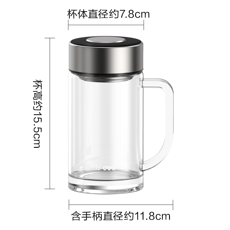 大众娱乐LL512单层玻璃杯500mL(玄色)(把手杯)(个)