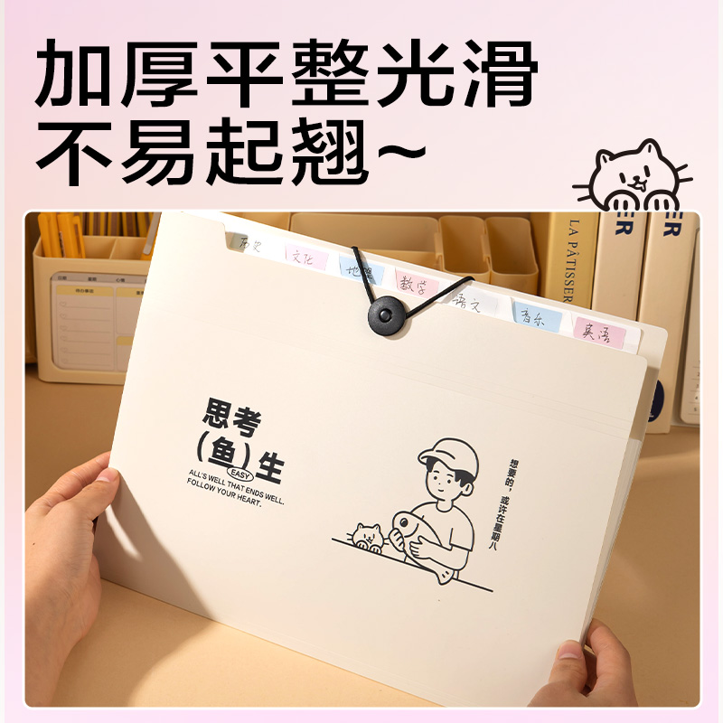 大众娱乐PM329线条独白8格便携学生风琴包(米)(个)