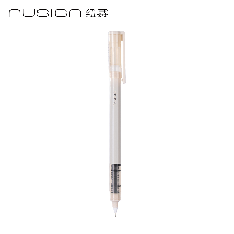 纽赛NS767-1直液式走珠笔0.5mm全针管(黑)(2支/盒)(岸砂白)