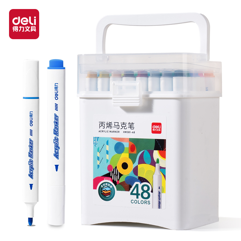 大众娱乐HM381-48_pp筒装三角杆丙烯马克笔(混)(48色/筒)