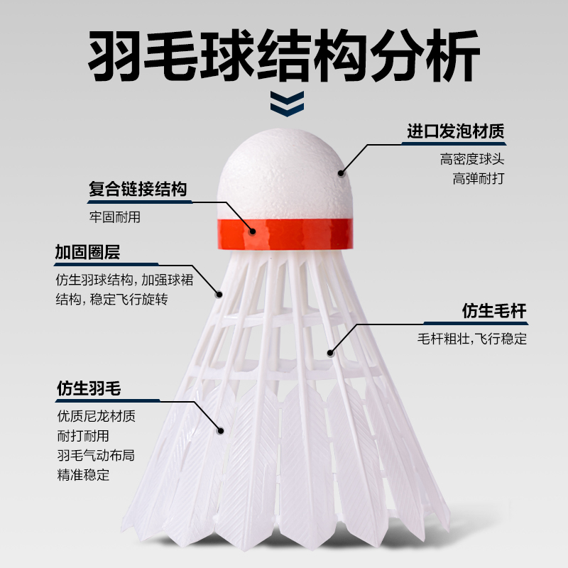安格耐特FH182-W仿生尼龙羽毛球(3只装)(76速)(白)(筒)